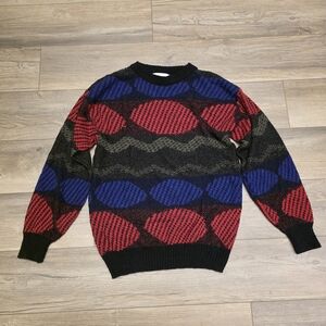 Vtg Sweater 80-90s Chapel Hill Multi-colored Geometric Wool Blend Pull